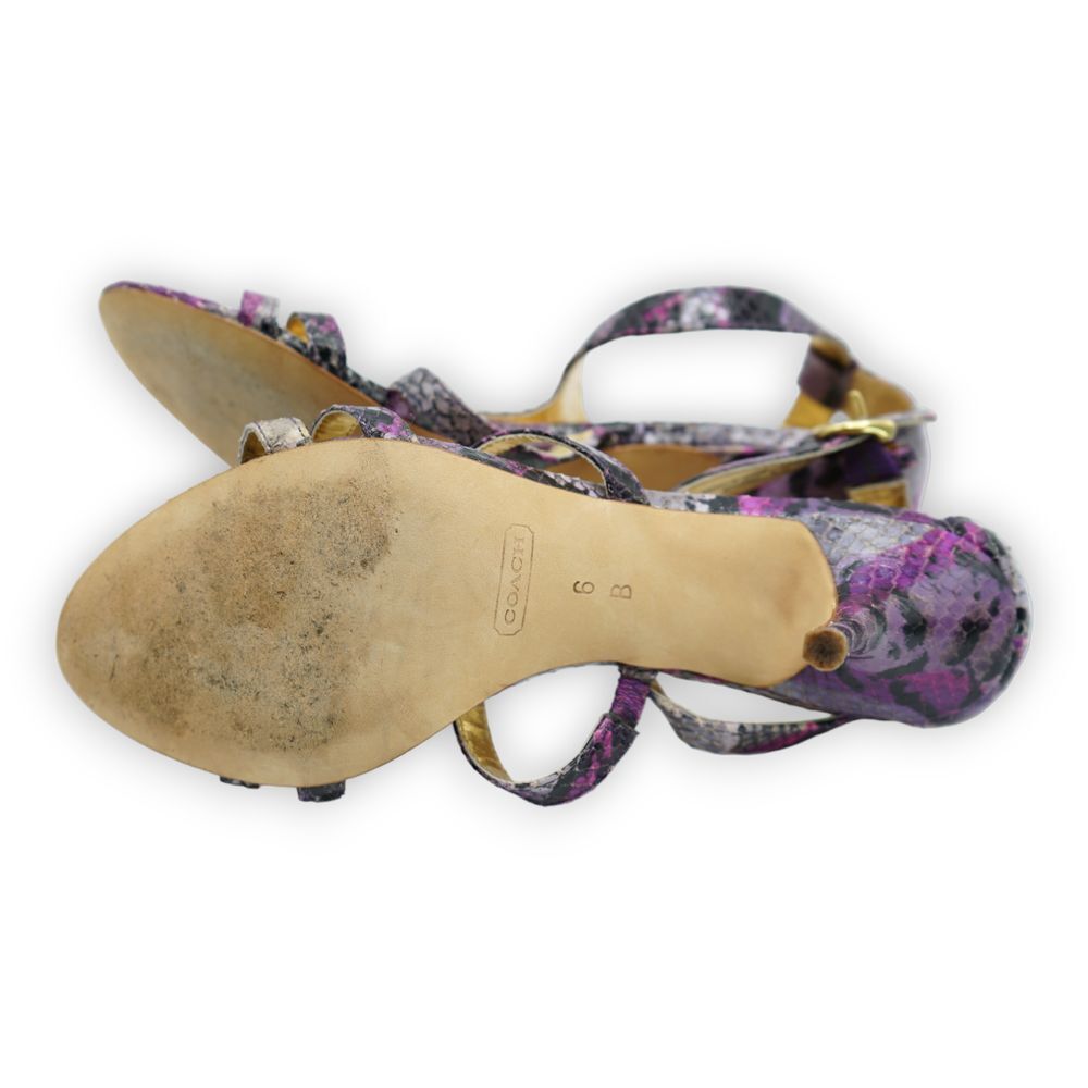 COACH Shoes Purple/Pink Python Strappy‎ Heels Size 6B Women's - Picture 10 of 12